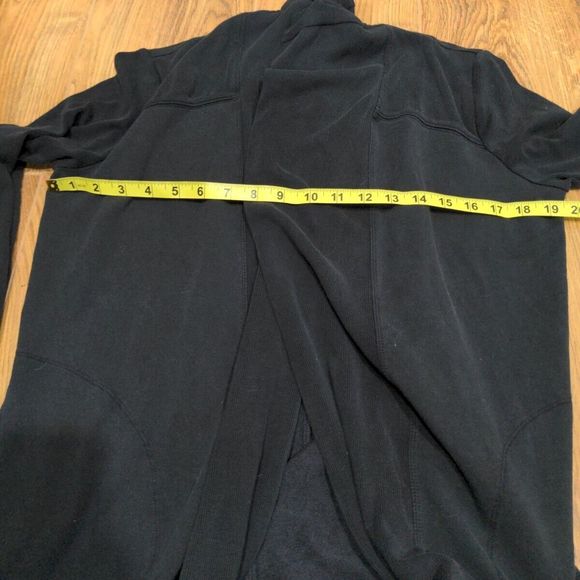 Athleta Womens Compact Coaster Long Wrap Cardigan Sweater Size S Black Ribbed - Picture 10 of 12